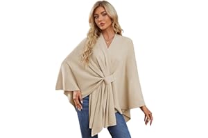 PULI Women's Elegant Shawl Wraps Soft Open Front Poncho Sweater for Spring Fall Winter