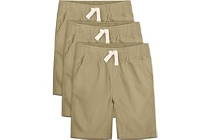 OHD 3 Pack Boys Jogger Shorts, Casual Uniform Summer Shorts Pull on Elastic Waist Athletic Short