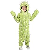 Cutie Cactus Costume for Toddlers - Kid's Cactus Costume Jumpsuit, Attached Hood & Mitts - Cactus Cosplay Outfit