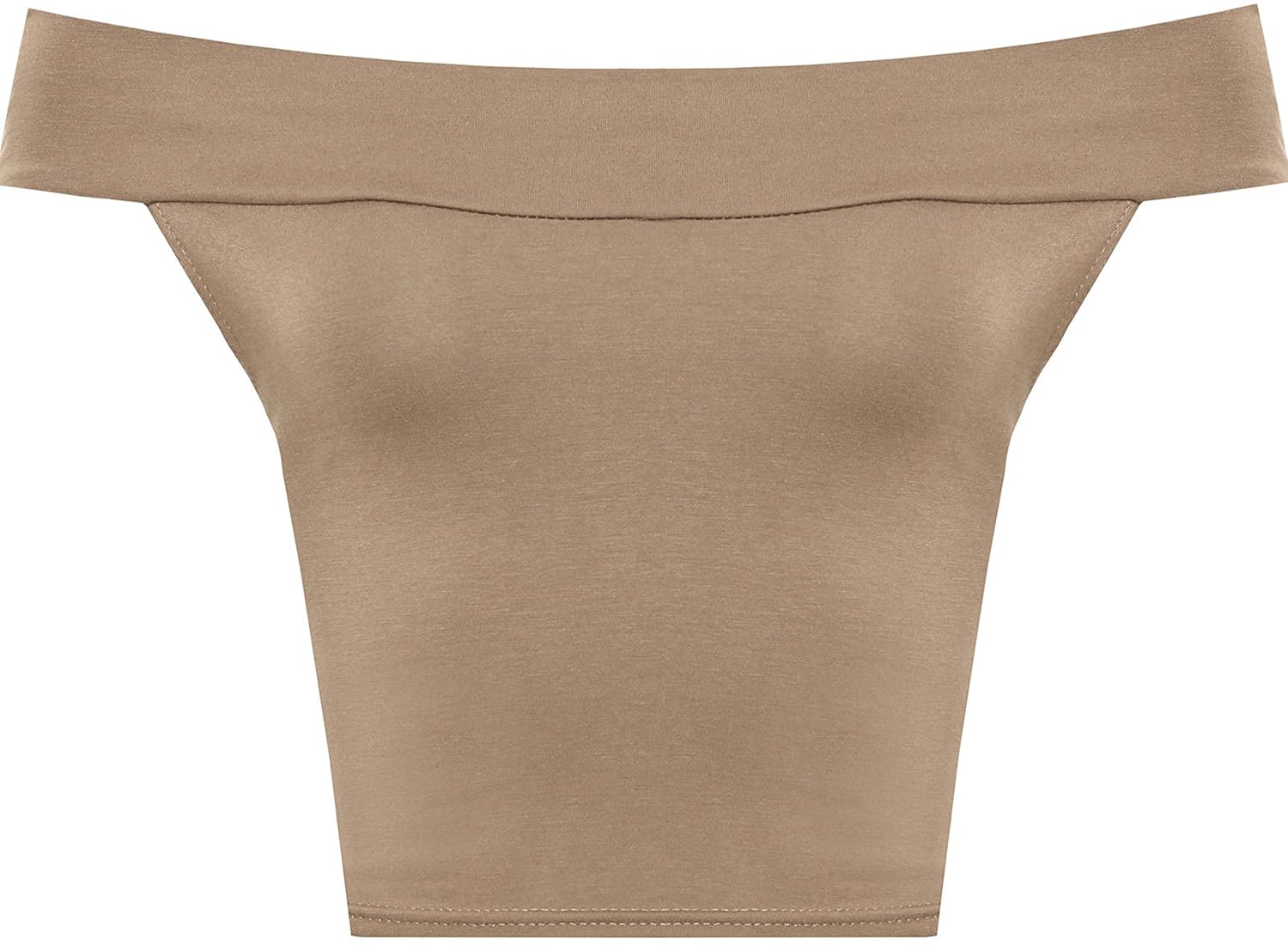 Re Tech UK Crop Top con Spalle Scoperte e Scollo Bardot Tessuto Liscio