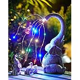 Goodeco Garden Elephant Statue Outdoor - Solar Watering Lights, Perfect for Yard, Patio, and Pathway Decor - Ideal Gardening Gifts