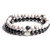 Conscious Items Shungite & Howlite Bracelet Set, Negativity Bracelet for Women & Men for Balance, Calm & Energy Alignment, Negative Energy Protection for Everyday Wear