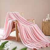 Pink Fleece Throw Blanket Twin Size, Soft Warm Fuzzy Cozy Blankets for Bed Couch, Plush Microfiber Flannel Blanket Suitable for All Seasons, Women Men Gift, 60x80 Inches
