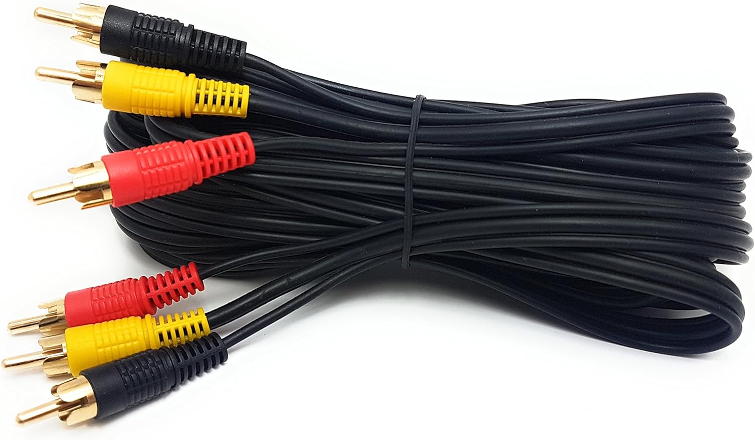 MainCore 5m Long 3 x Phono Male To 3 x Phono Male Cable Audio Composite Video RCA Lead (Available in 0.15m, 0.25m, 0.50m, 1m