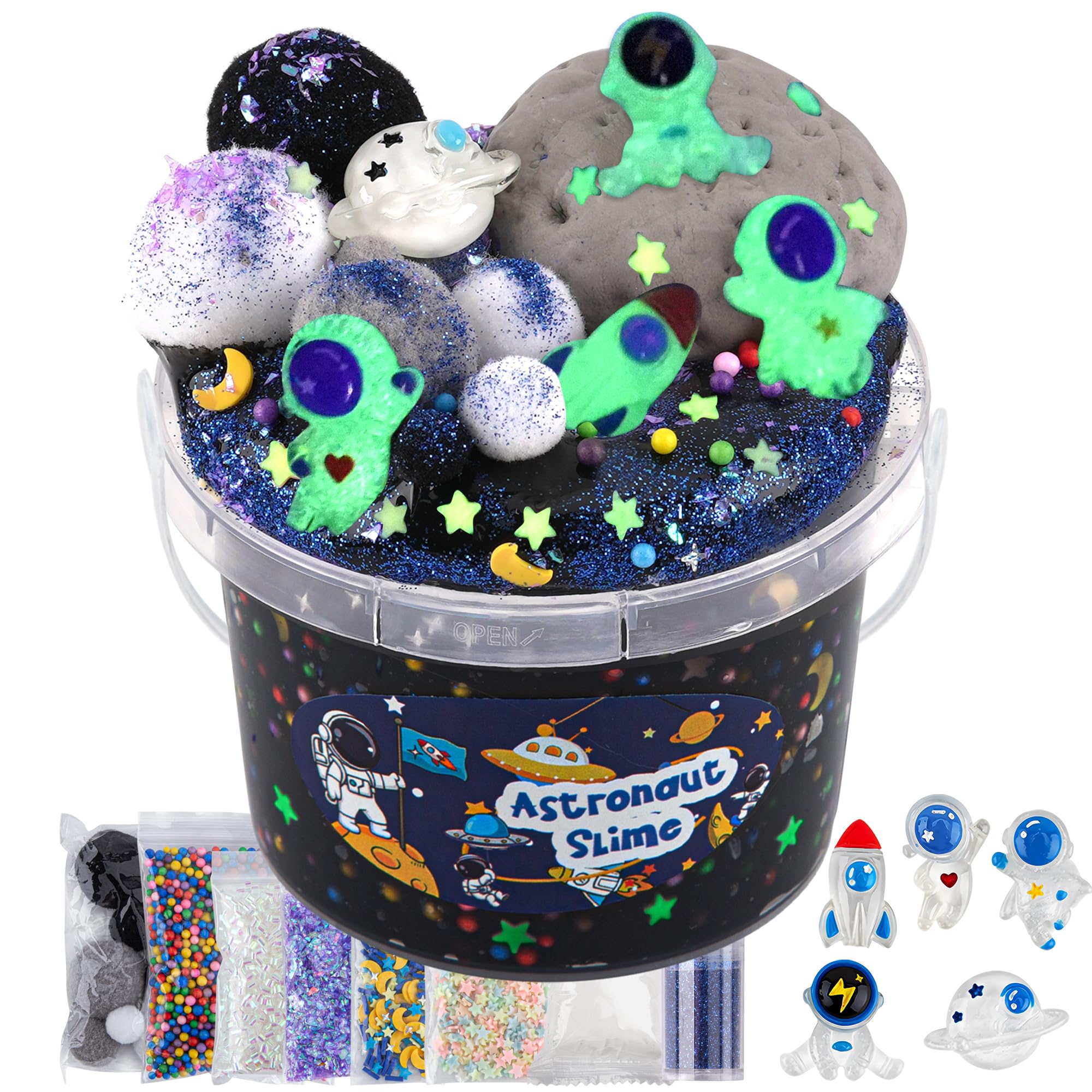 Photo 1 of Astronaut Galaxy Slime for Kids, Big Slime Bucket with Clay, Glow in The Dark Slimes Kit for Girls and Boys Ages 8-12, Slimes Party Favors for Birthday Easter, Sensory DIY Toys