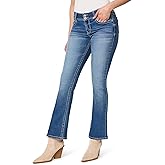 WallFlower Womens Luscious Curvy Bootcut Mid-Rise Bling Insta Stretch Juniors Jeans (Standard and Plus)