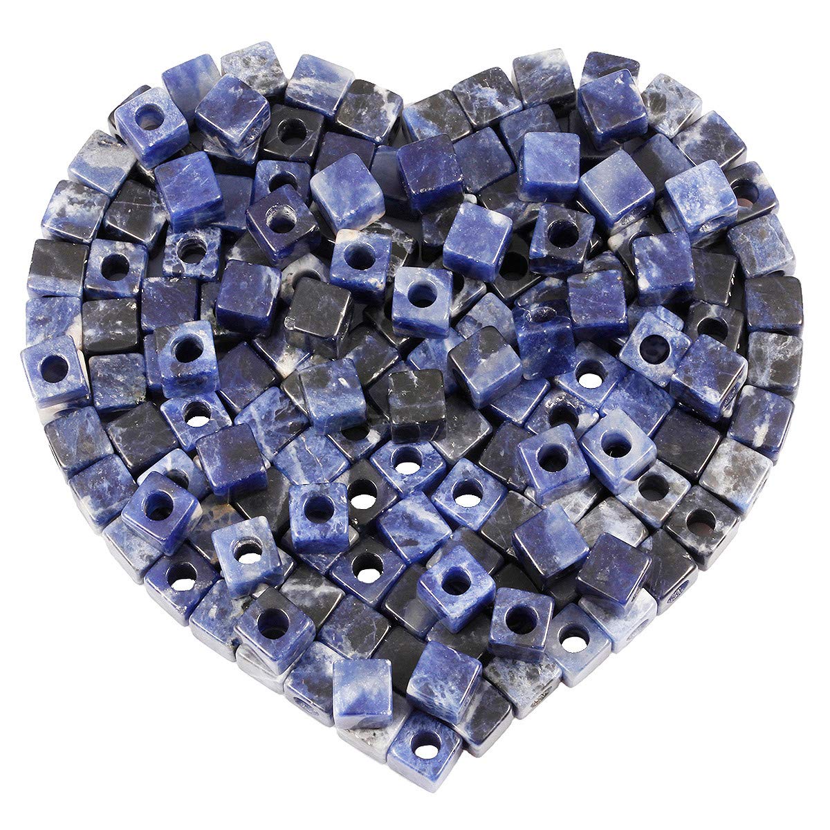 KYEYGWO Sodalite Large Hole Polished Gemstone Beads for Bracelets, Square Loose Charms European Bead for Jewelry Making, Pack of 20