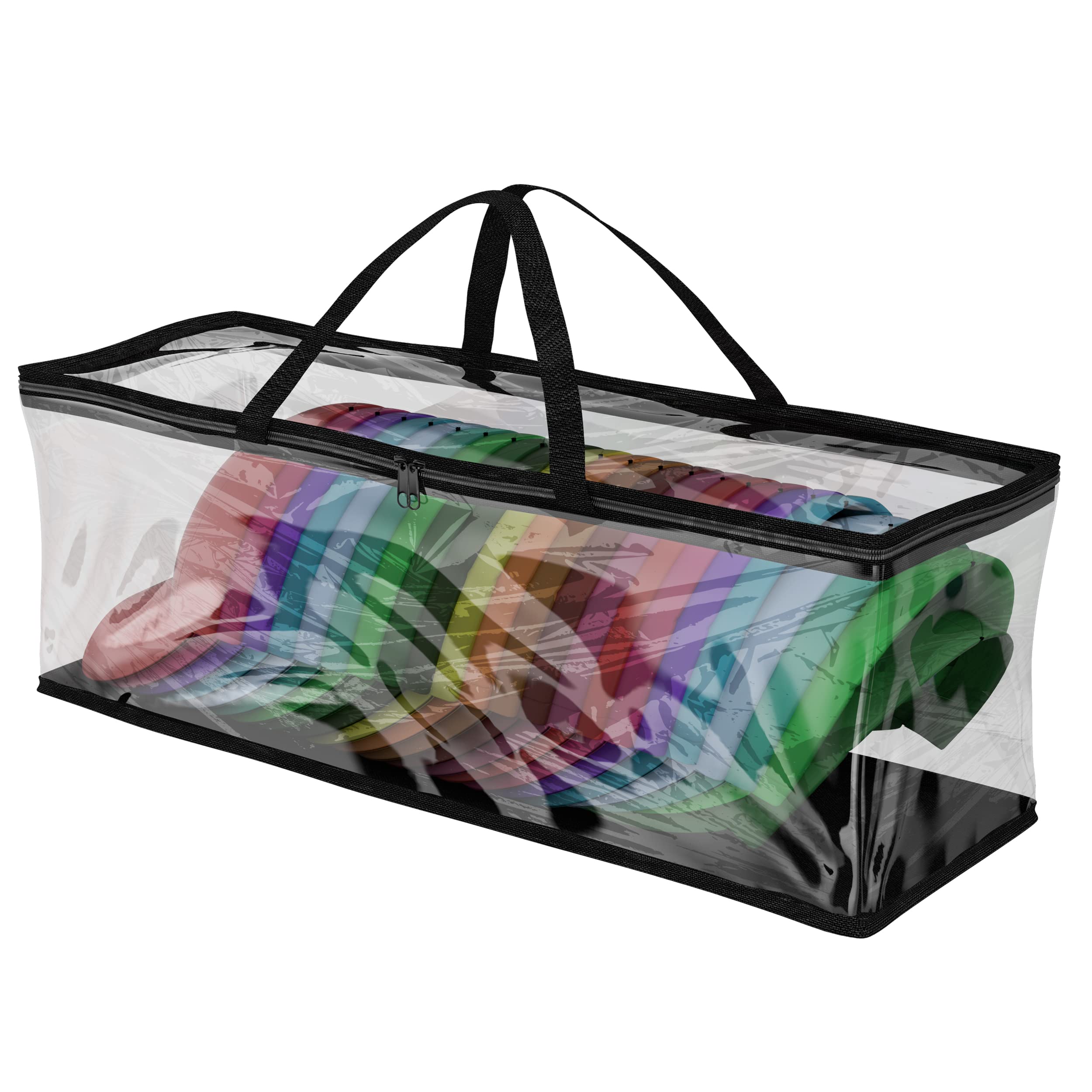 Photo 1 of Houseables Baseball Cap Storage Bag, Hat Organizer Case, Cap Holder, Clear Plastic Tote, Black Handles, Moisture & Dust Proof, w/Zipper Closure, Holds up to 22 Hats, Dirt Protection, 23" x 6" x 8"
