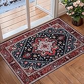 Ciicool Washable Vintage Area Rug, 2x4ft Boho Small Rug, Ultra Soft Rugs for Entryway, Non-Slip Entry Rugs Oriental Low-Pile Indoor Mat Floor Carpet for Entrance Bedroom Kitchen Bathroom Foyer Decor