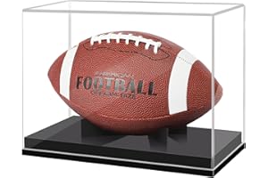 Football Display Case Full Size, TiopLior Football Case Display Case Clear with Removable Football Stand No Assembly Required Acrylic Display Case for Football