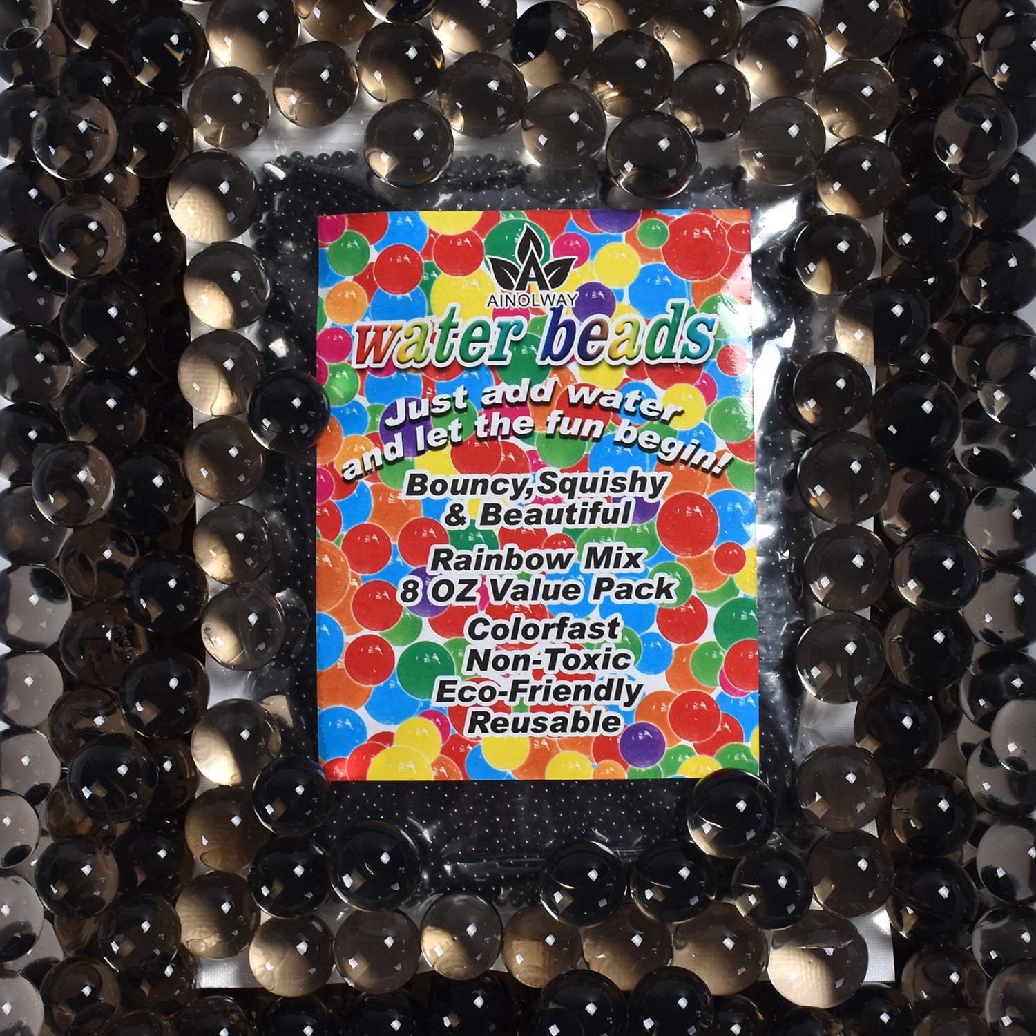 Vase Fillers - AINOLWAY Water Gel Bead Vase Fillers Beads (20000pcs) Water Growing Pearls for Vases, Wedding Centerpiece, Kids Sensory Toys Water Table Activities (8 Oz, Black)