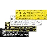 4 English US Large Print Bold Lettering Black,Yellow, White, Black-Yellow Keyboard Stickers 4 Mix Colors