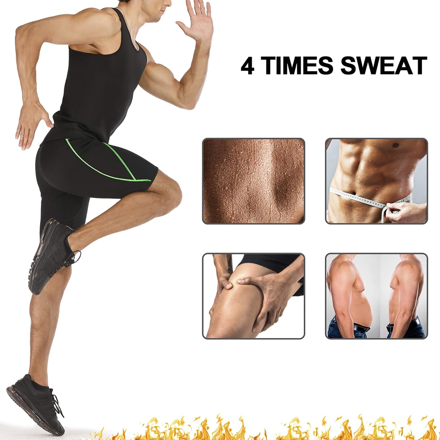 LODAY Mens Neoprene Sauna Sweat Shorts with Zipper Pocket Workout Body Shaper Slimming Yoga Pants: Clothing