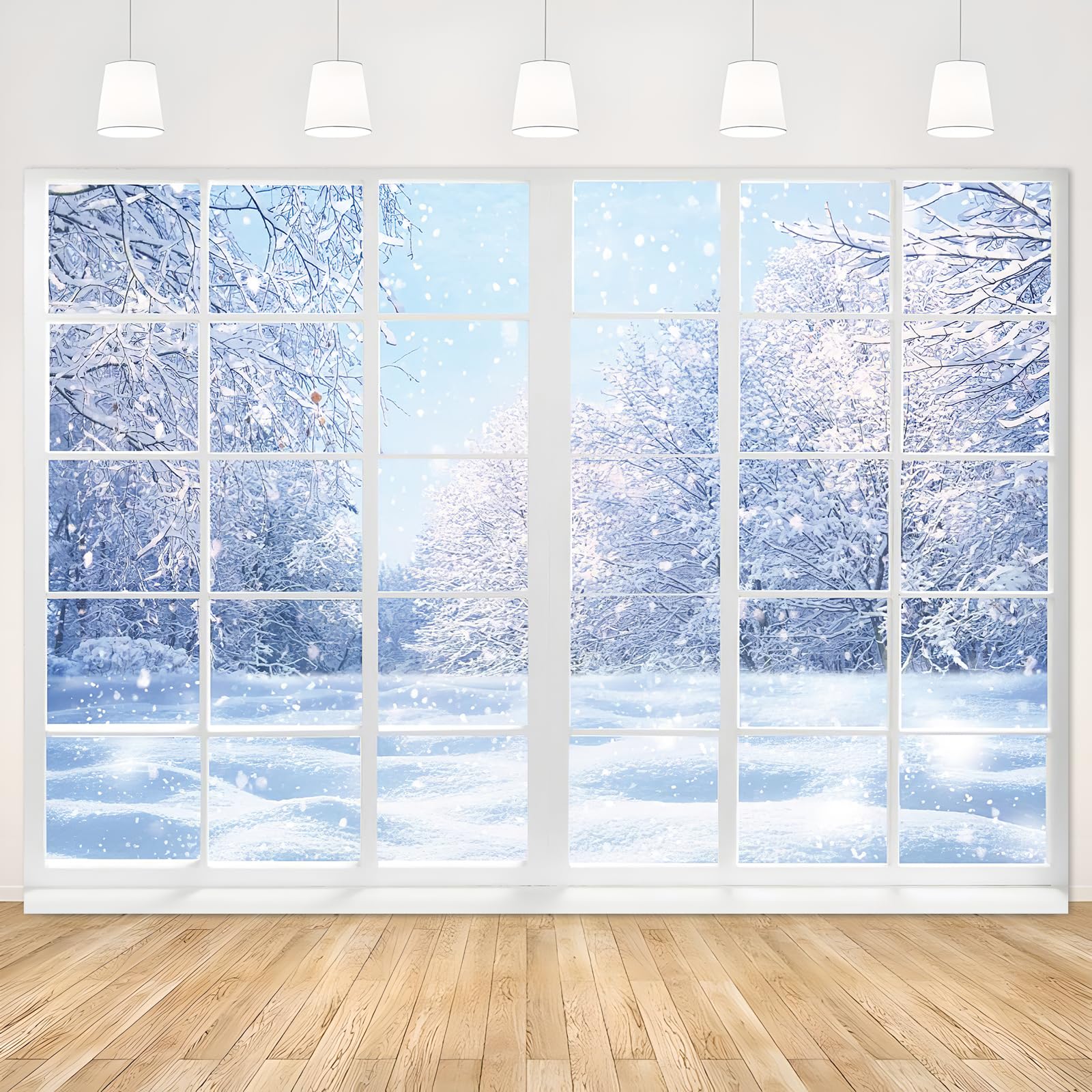 AIBIIN 10x7ft Winter Landscape Photography Background Forest Snow Window Christmas Party Backdrop Photo Studio Props
