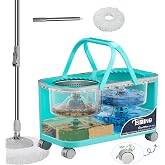 RinseWise Easy-Use Gen 2 Mop Bucket, Clean/Dirty Water Separation, 1 Heads | 1.5 Gal Clean-Water Capacity, Shower-Style Rinse, 4 Swivel Wheels, 61-Inch Handle, For Apartments, Hardwood &amp; Tile Floors
