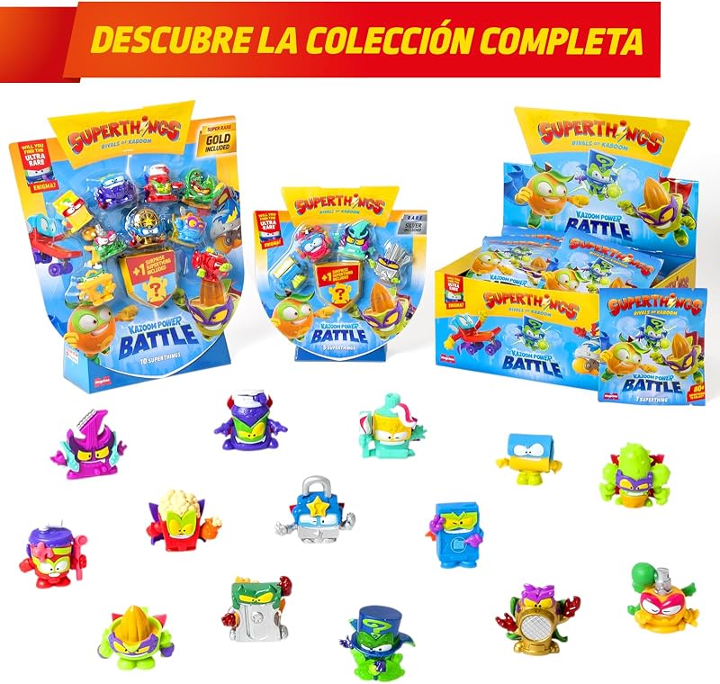 SUPERTHINGS KAZOOM Power Battle – Pack de 10. Contiene 10 SuperThings (Incluye 1 Figura Sorpresa y 1 capitán Dorado). Pack 1 de 2