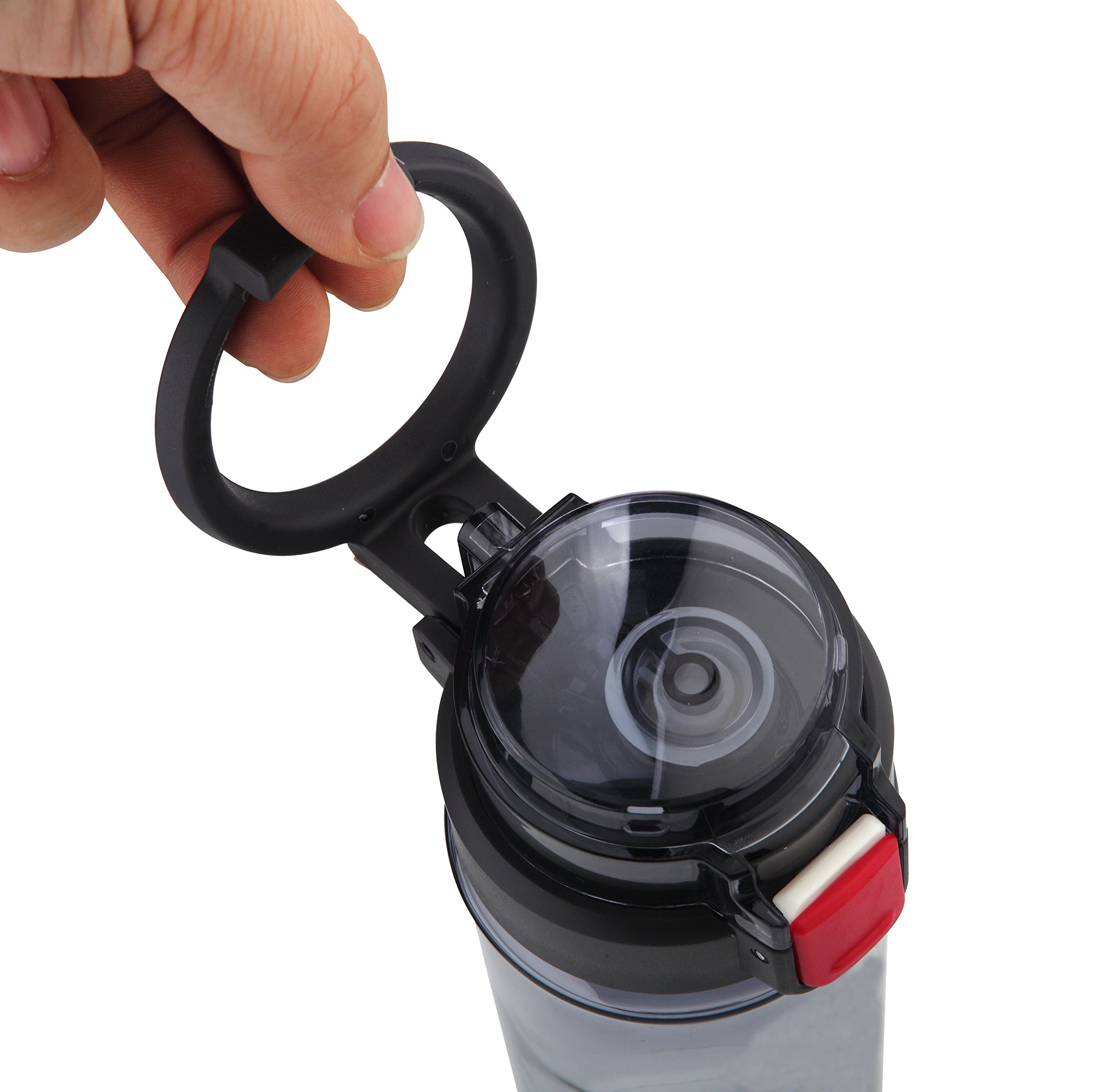 Hochwertige Trinkflasche BPA-frei aus Tritan mit Fruchtsieb für Alltag Sport Freizeit Schule Reisen, 730ml, Sichere 1-Klick-Öffnung, Auslaufsicher, spülmaschinengeeignet (Rot, 730ml (24.6oz))