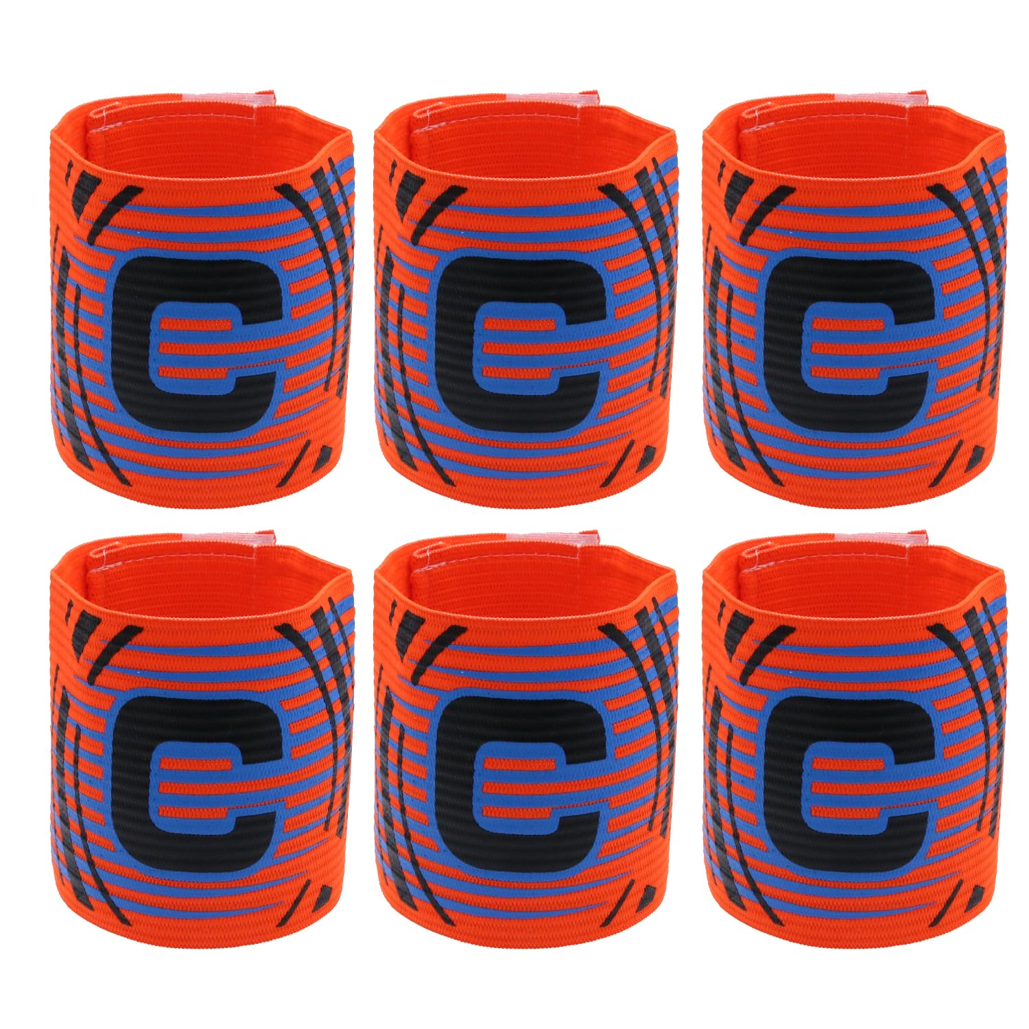 Hosifiy 6pcs Football Captain Armband, Orange Elastic Football Captain Armband Adjustable Outdoor Football Player Captain ArmBands Sports Captain C Arm Band for Youth and Adult