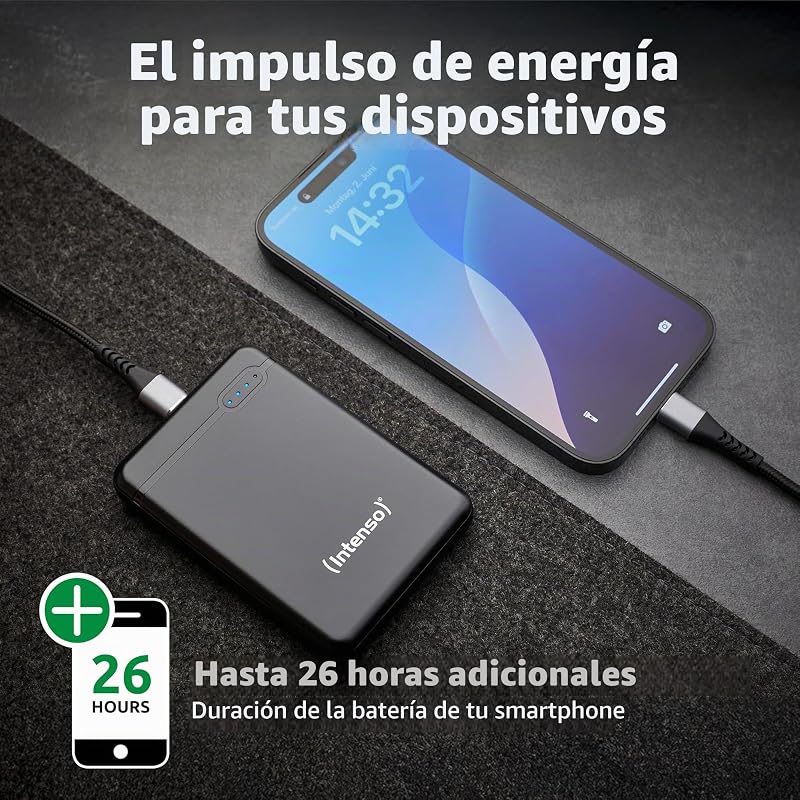 Carregador portátil Intenso Power Bank XS5000, bateria externa (5000mAh, para smartphones, tablets e mais), preto