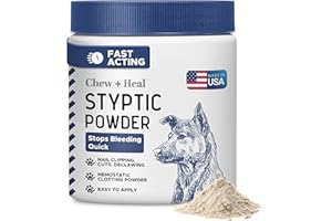 Chew + Heal Labs Styptic Powder for Dogs - .5 oz Quick Stop Bleeding for Dogs Nails & Animal Cuts - Blood Stop Clotting Powder & Wound Care