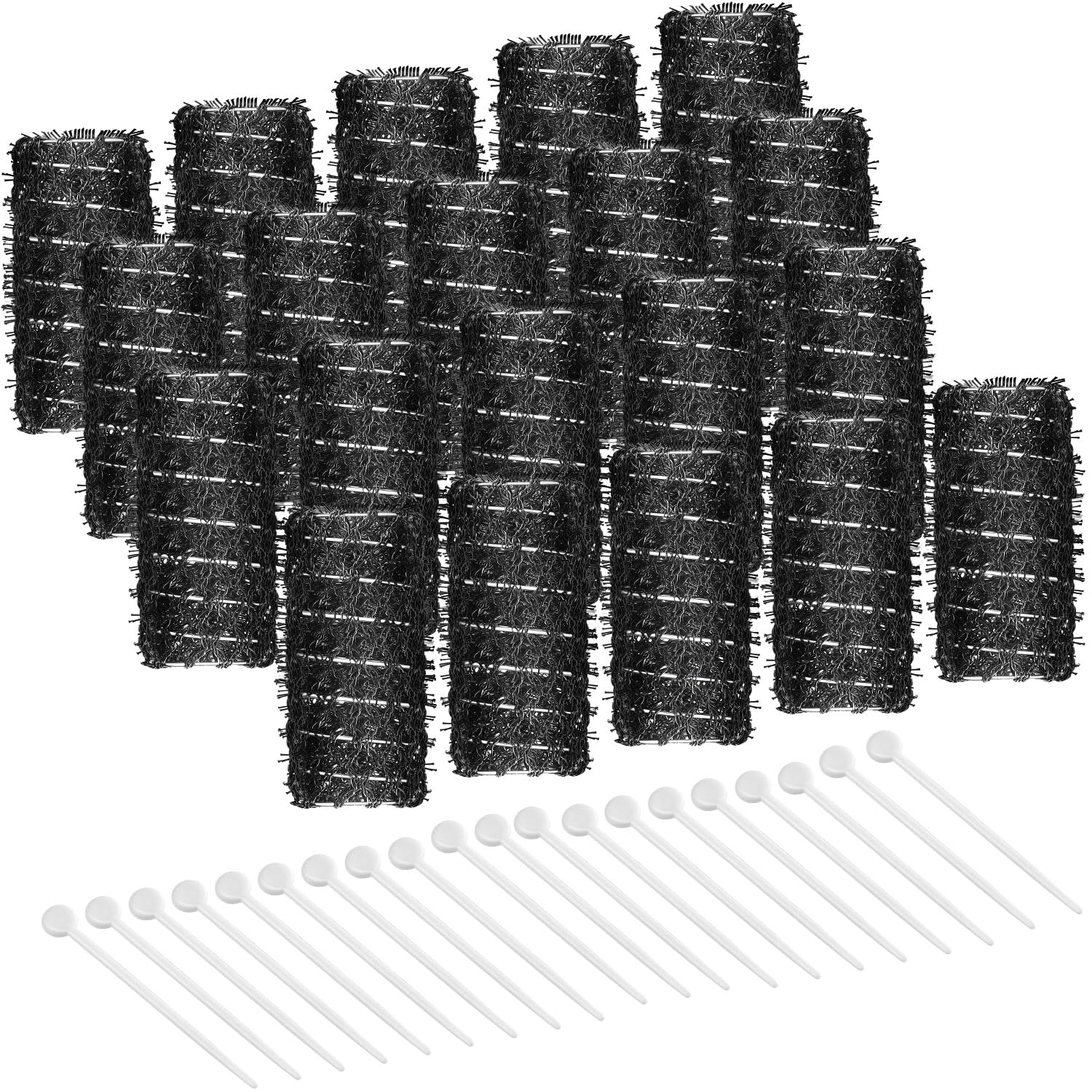 Photo 1 of 20 Hair Curler Rollers and Plastic Picks for Women and Girls' Stylish Curls (Black, 2.5 x 0.7 Inch)