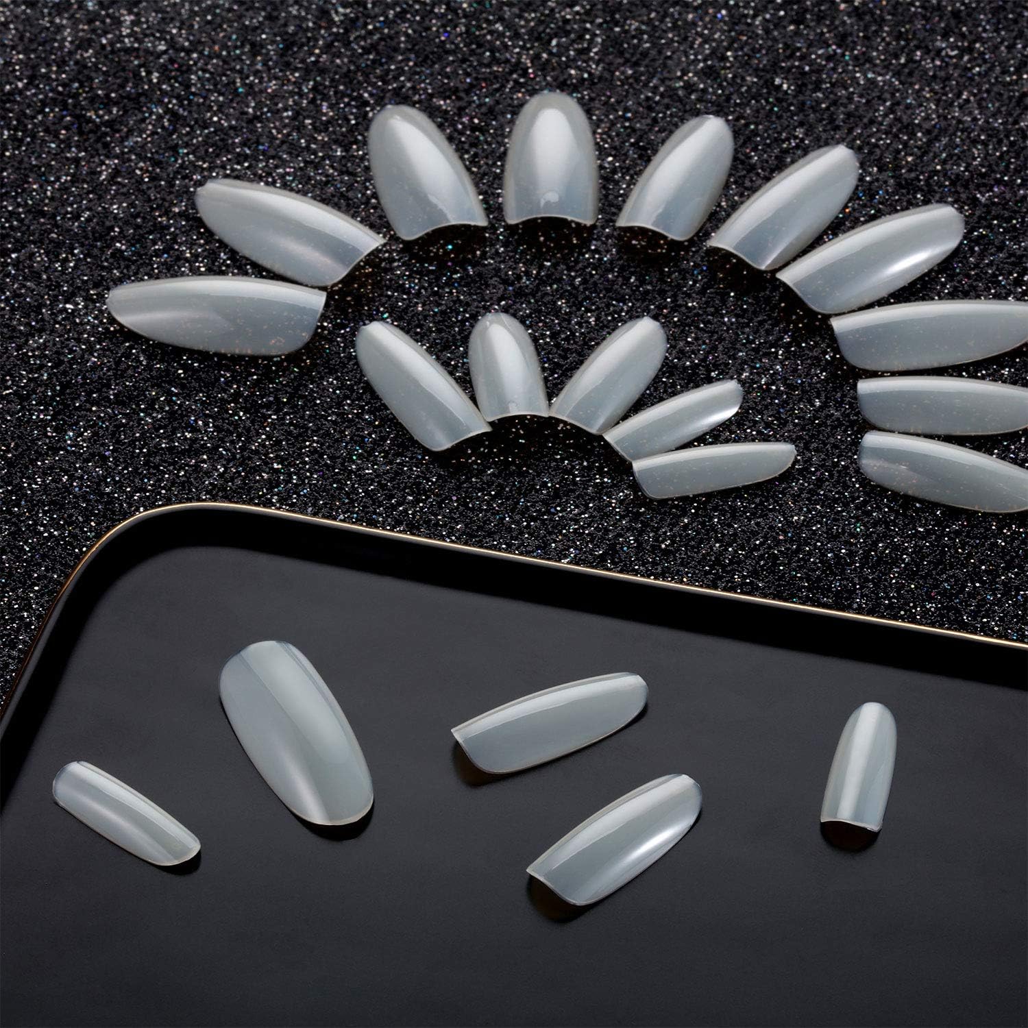 Long Oval Nails Natural False Nails with 100 Pieces Full Cover Artificial Acrylic Nails Fake Nail Tips for Girl Lady Woman Home DIY and Salon,10 Sizes - Image 5