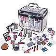 SHANY Carry All Trunk Makeup Train Case with Re-usable Aluminum Makeup Storage Case. Makeup Set with Eye palettes, Blushes,Makeup Powders, Manicure, Pedicure and Makeup Brushes.