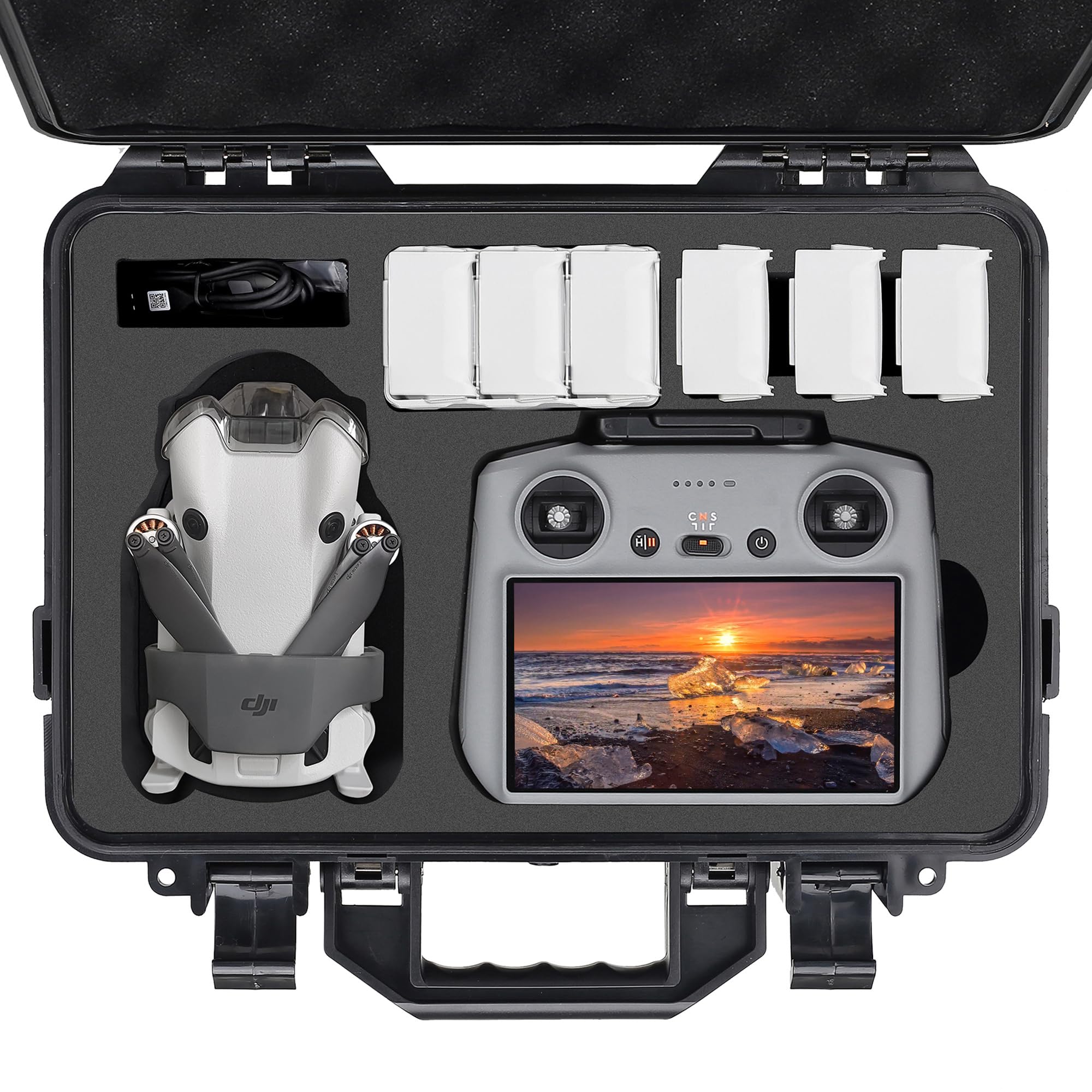 Photo 1 of PONYRC Professional Mini 4 Pro Hard Case, Waterproof Travel Carrying Case Bag for DJI Mini 4/3 Pro, with RC-N2/RC 2 Remote & Accessories