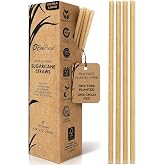 EcoPreps 10'' Biodegradable Sugarcane Straws, Extra-Long Straw, 100 Count | 100% Compostable, Plastic-Free, Eco-Friendly Drinking Straw | Long Sugar Fiber, Party Jumbo Disposable Straws, 10 Inches Tall