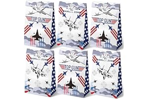 Outego Fighter Jet Party Favor Bags – 24 Pcs Jet Fighter Style Gift Bags with 2 Designs, Paper Goodie Bags for Aviation Theme Birthday Decorations and Military Party Supplies