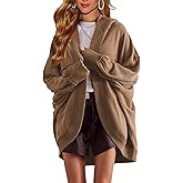 KGGT Womens Oversized Cardigan Hooded Open Front Sweatshirt Drop Shoulder Long Sleeve Fall Jackets with Pockets Khaki