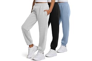 PURE CHAMP Girls Sweatpants 3 Pack Fleece Athletic Joggers, Teen Sweat Pants with Zipper Pockets and Drawstring Size 4-16