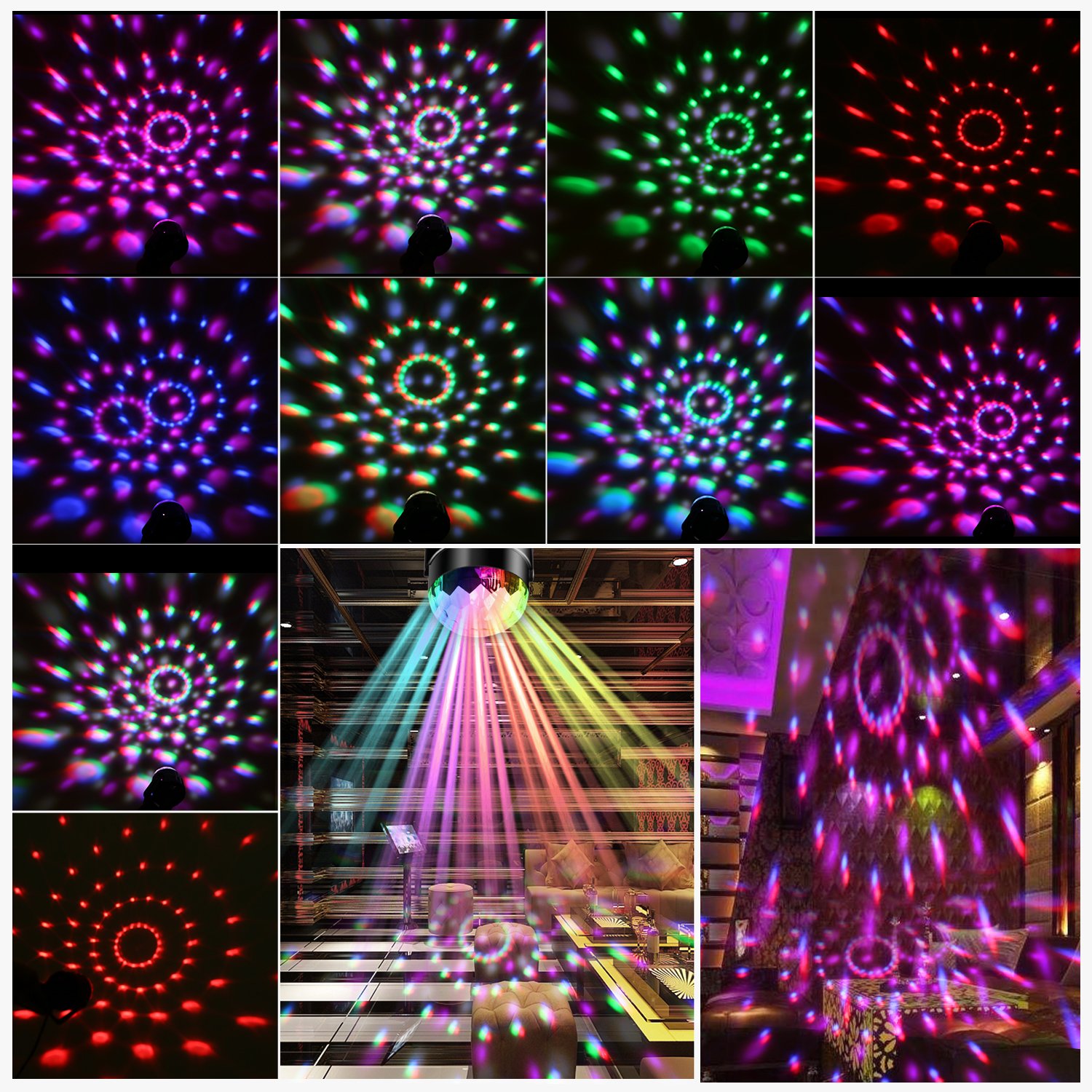 Deep Dream Crystal Ball Party Light Disco Ball Strobe Lighting Rotating Lamp 5W RGBWP LED Sound Activated DJ Karaoke Stage Lights Kids Birthday Gift For Men Home Supplies