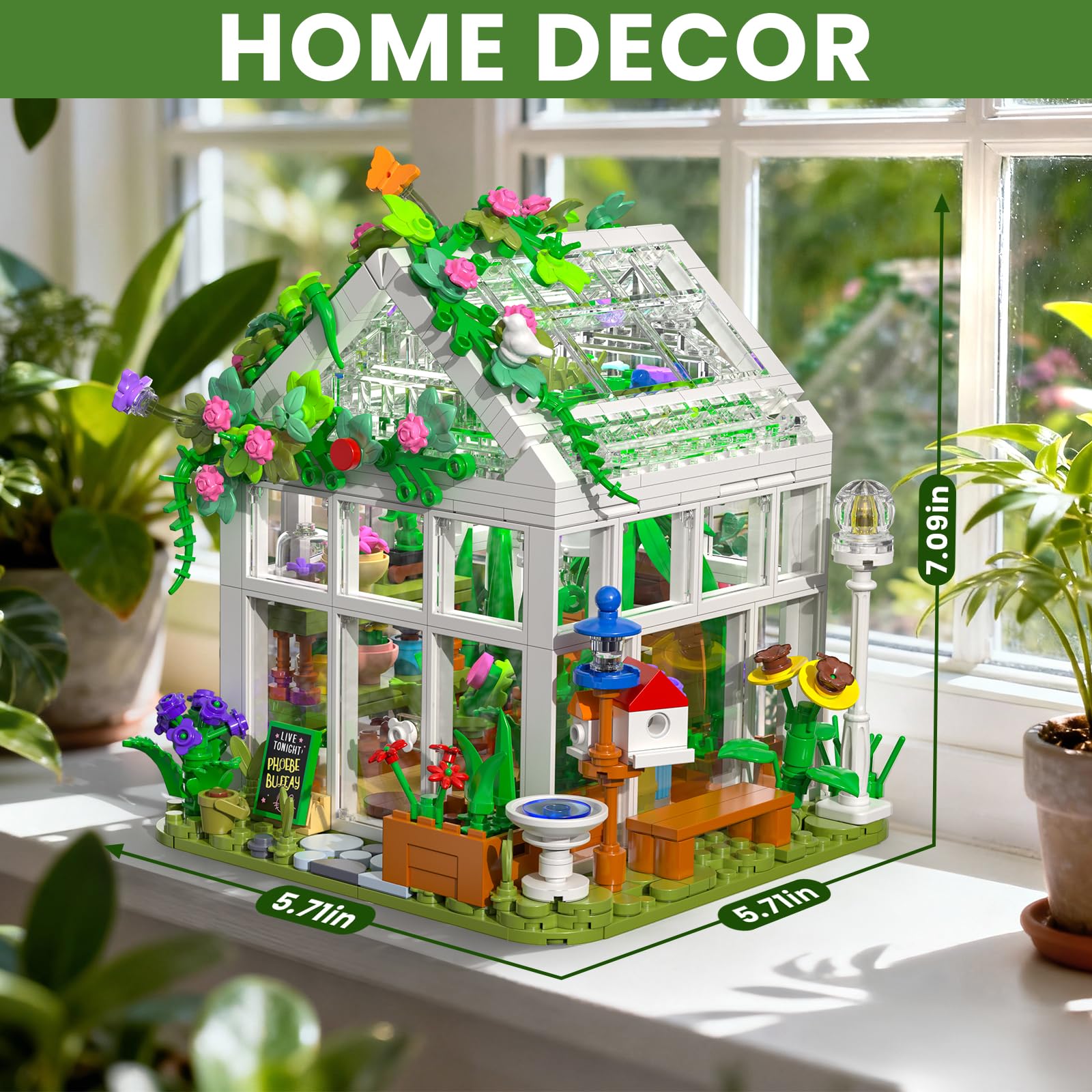 Flubecrux Blumenhaus-Bausatz mit LED Licht, 779pcs Blumenhaus Bausteine Spielzeug, Klemmbausteine Haus, EIN kreatives Geschenk für Mädchen und Jungen gleichermaßen 5