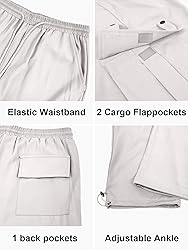 PLEPAN Men's Casual Cargo Pants with Drawstring