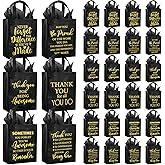 Gaillty 24 Pcs Employee Appreciation Gifts Bags Reusable with Handles, Non-woven Thank You Bags Bulk with Tissues, 8 x 4 x 10 Inch Christmas Gifts for Coworker, Staff, Teacher(Black)