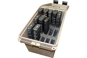 MTM TMC15 Tactical Mag Can, Holds 15- 20 or 30 round 223/5.56 magazines, Stackable design, triple padlock tabbed for security, O-ring seal and solid latching system, Dark Earth