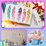 Jovicos 5D Diamond Painting Bookmarks Kit Feather Shape 6 Pcs for Girls view 6