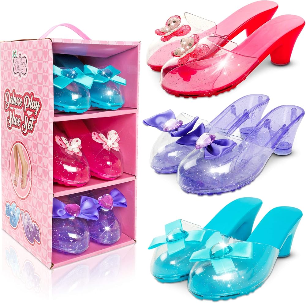 Little Fairy Princess 3 Soft Dress Up Shoes Girls Size 3-6 with Carry Box