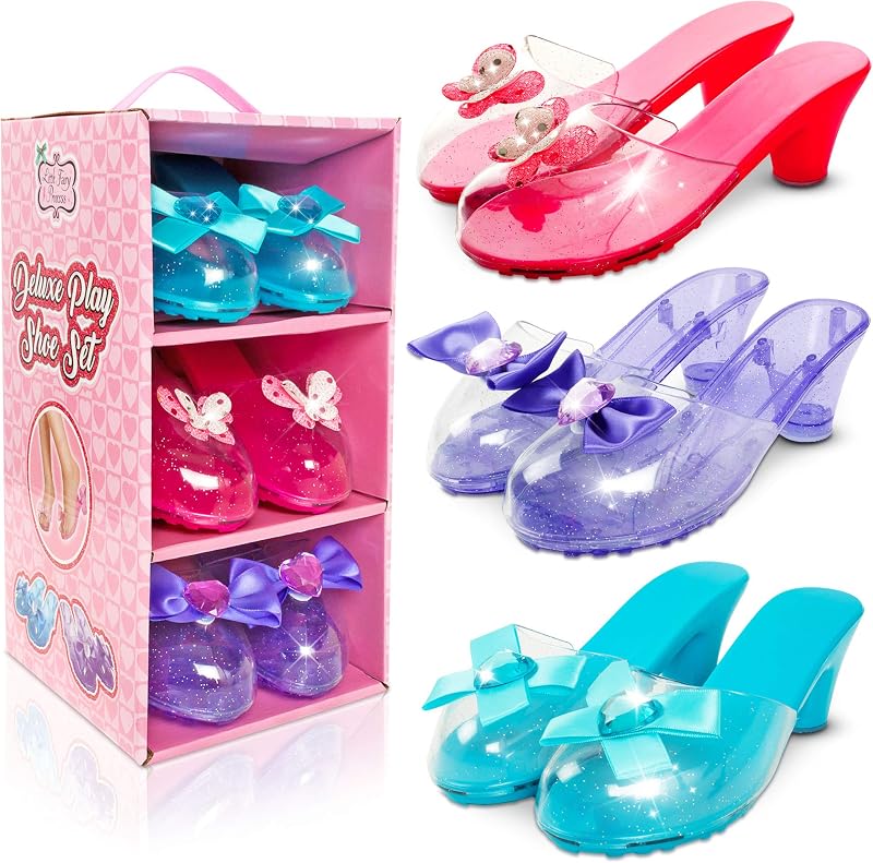 Little Fairy Princess 3 Soft Dress Up Shoes Girls Size 3-6 with Carry Box