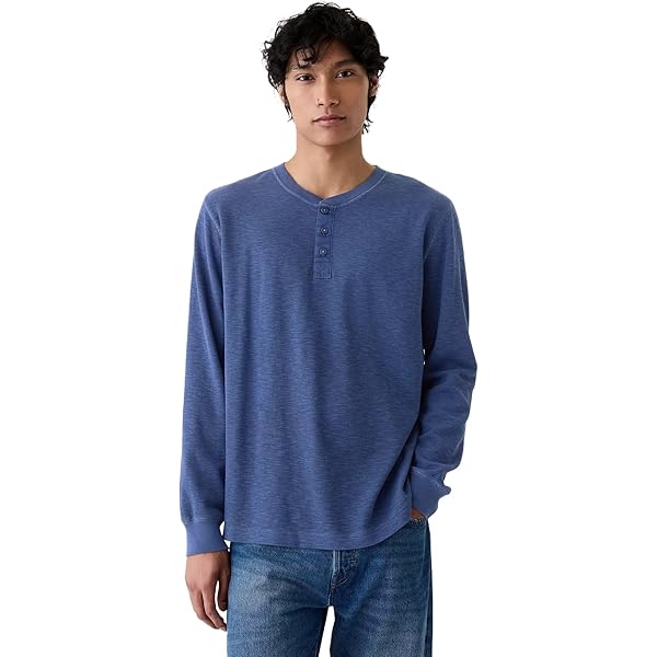 GAP Mens Long Sleeve Everyday Soft Henley Burnt Russet S at Amazon