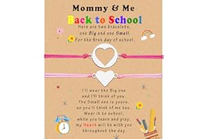 SmileBelle Back to School Bracelet Pink Kindergarten Mommy and Me Bracelets for Daughter First Day of School Bracelet as Matching Back to School Outfits Jewelry Gifts for Daughter Mother