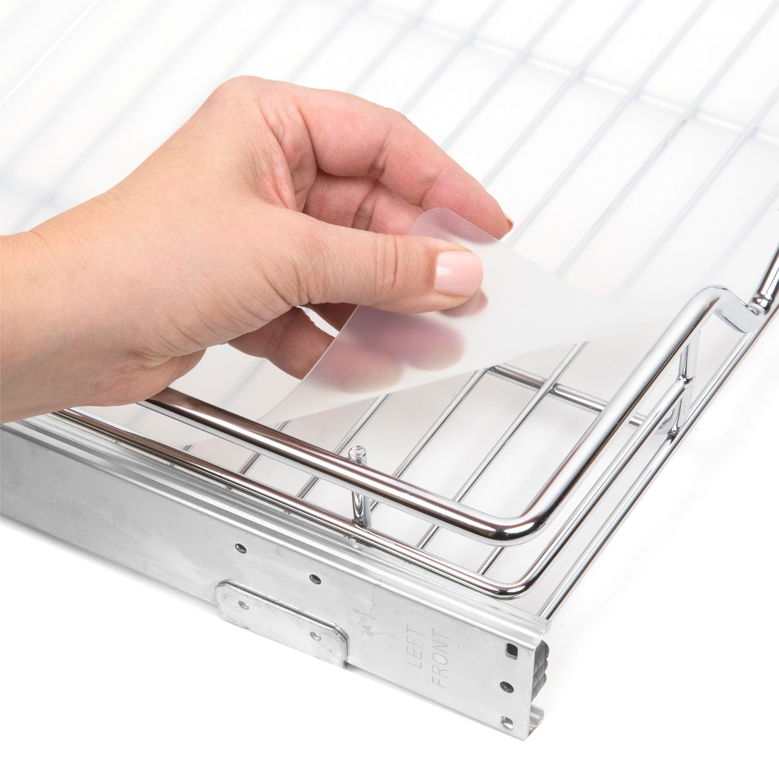 Photo 1 of HOLDN’ STORAGE Hard Plastic Liner for Pull Out Shelf, Fits Pull Out Cabinet Organizer - 21" W x 20" L, Shelf Protector Liner, Clear Frosted - Pack of 4