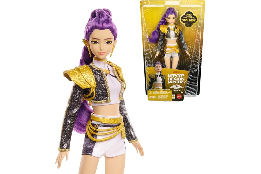 Mattel Kpop Demon Hunters HUNTR/X Rumi “Golden” Singing Doll | Wearing Removable Signature Outfit, 5 Posable Joints, Inspired by the Movie