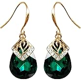 Navachi 18k Gold Plated Crystal Water Drop Flower Pattern Multicolor Zircon Dangle Drop Earrings