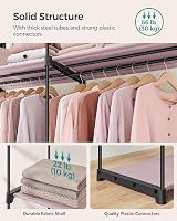 SONGMICS Clothes Wardrobe Portable Fabric Wardrobe with 2 Hanging Rails Lavender view 4