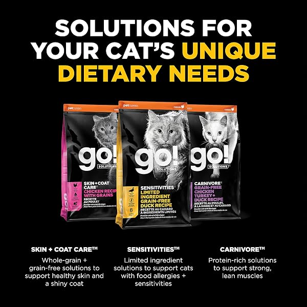 GO! SOLUTIONS SENSITIVITIES LIMITED INGREDIENT DUCK GRAIN-FREE DRY CAT FOOD, CHICKEN-FREE KIBBLE MADE BY EXPERTS FOR SENSITIVE STOMACHS & FOOD ALLERGIES, FOR KITTENS, ADULTS, & SENIORS, 3 LB BAG