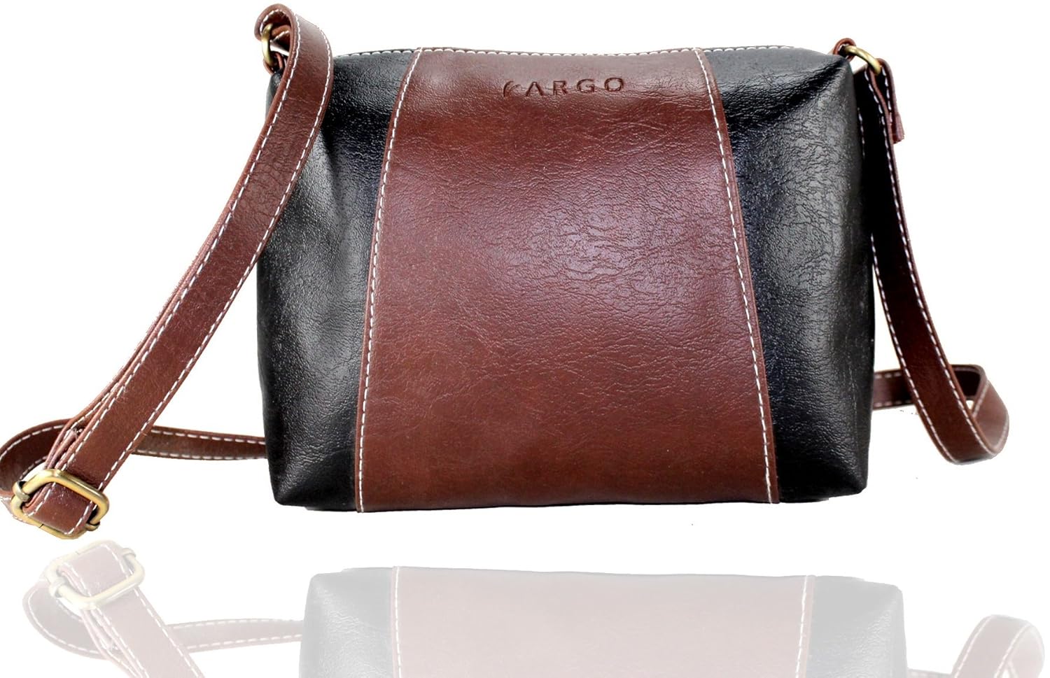fargo motley pu leather women's & girl's cross body side sling bag (brown,black_fgo-073)