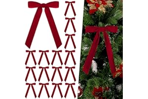 Roberly 30 Pcs Red Velvet Bows for Christmas Tree, 7" Vintage Christmas Tree Bows Decorations Ribbon Bow Ornaments for Xmas Wreath Garlands Gift DIY Craft Wrapping Wedding Party Holiday Home Decor