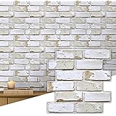 Commomy 3D Brick Wall Panels Peel and Stick 10 pcs 11.8" x 11.8" | Small Size Thin PVC Faux Brick Backsplash for Kitchen,Bedroom,Quick Interior Home Wall Decor(Covers 9.7 sq.ft)